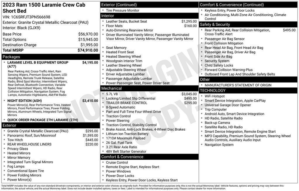 ram ram 1500 pickup 2023 1C6SRFJT3PN566698 image ram ram 1500 pickup 2023 1C6SRFJT3PN566698 image